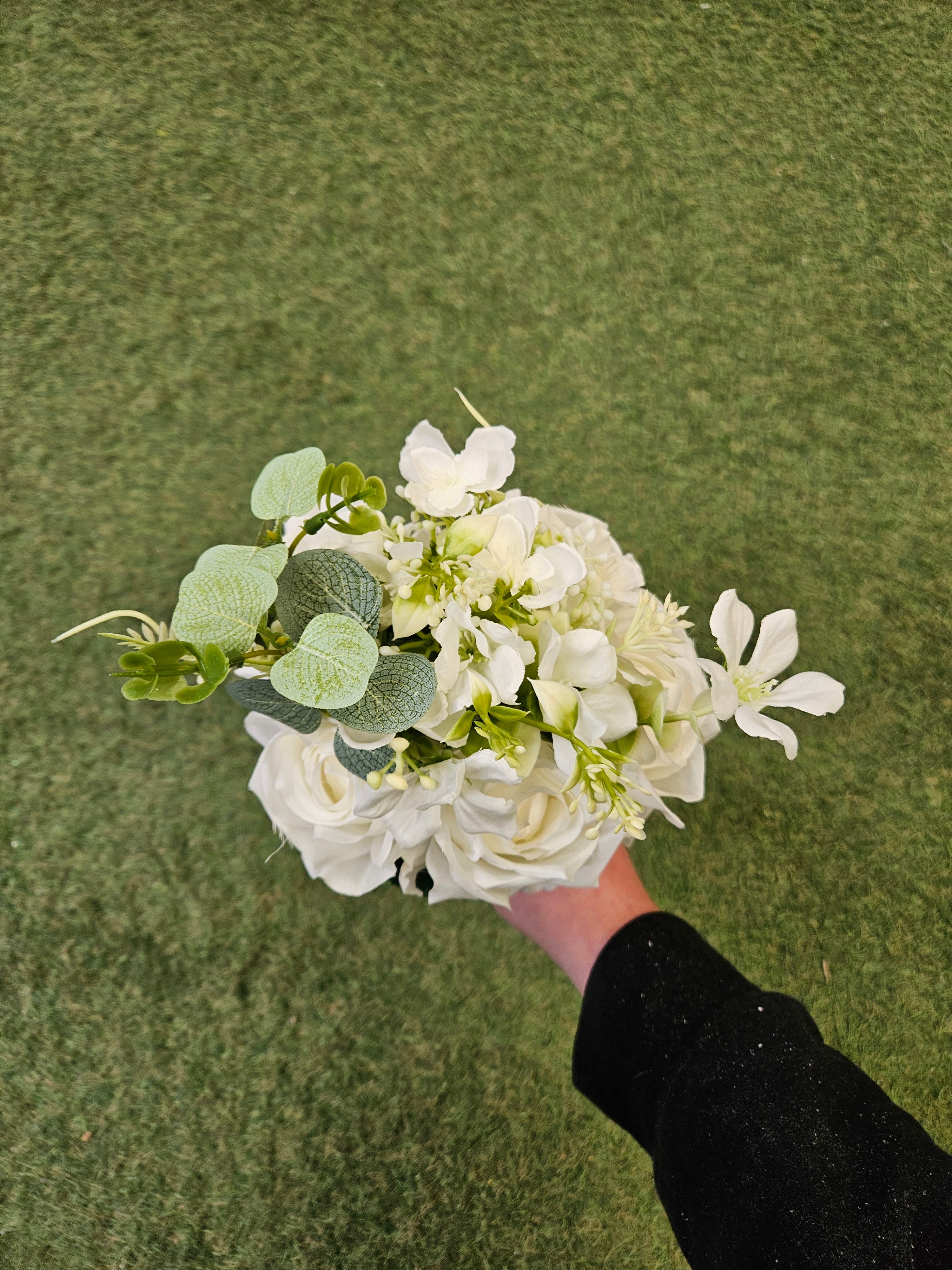 Ivory Flower Girl Bouquet (Roses and Foliage)